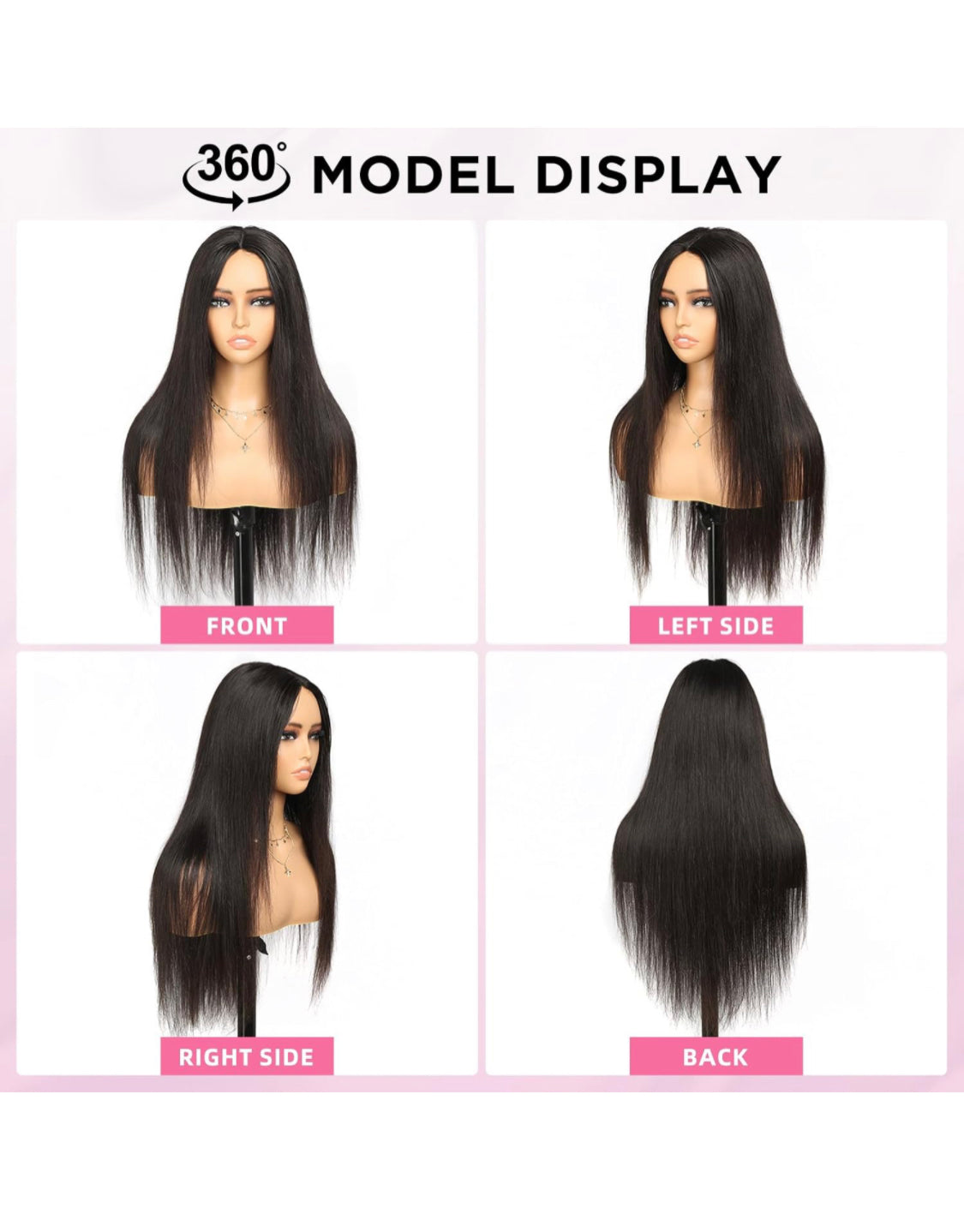 Lushlanes Glueless V Part Human Hair Wig, Straight Clip-in Human Hair Wigs for Black Women, Seamless, No Side Parting, Suitable for Beginners, Natural Black 150%