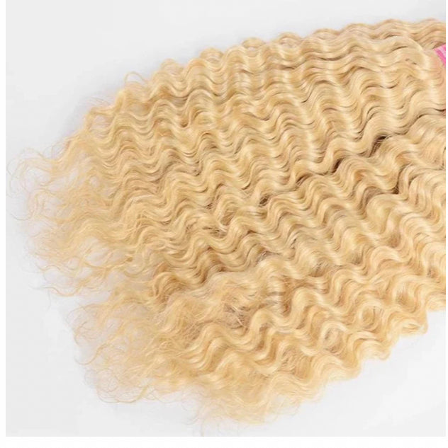 Lushlanes 613 Blonde water Wave 4 Bundles with 13×4 Frontal with transparent lace