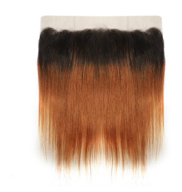 Lushlanes 1B/30 Ombre Straight Hair 4Bundles With 13x4 Lace Frontal Pre Colored