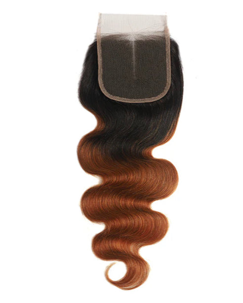 Lushlanes Ombre 1B/30 Body Wave 3 Bundles With Closure 4x4 pre Colored 100% virgin human hair