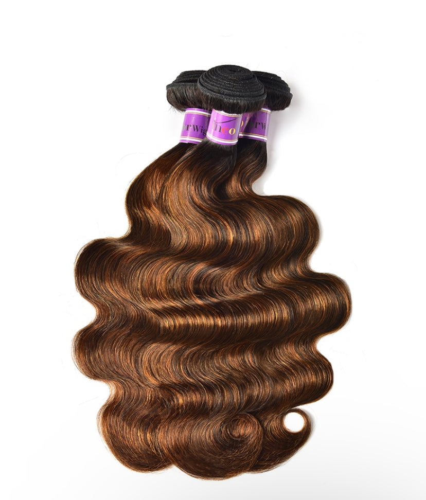 Lushlanes Brown Balayage Highlight 3Pcs Body Wave Human
Hair Bundles