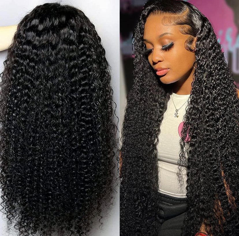 Lushlanes 13X4 Kinky Curly Lace Frontal Wig Human Hair Wig 180% Density