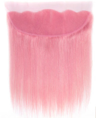 Lushlanes Light Pink Colored Straight 3 Bundles With Frontal 13x4 Brazilian Human Hair