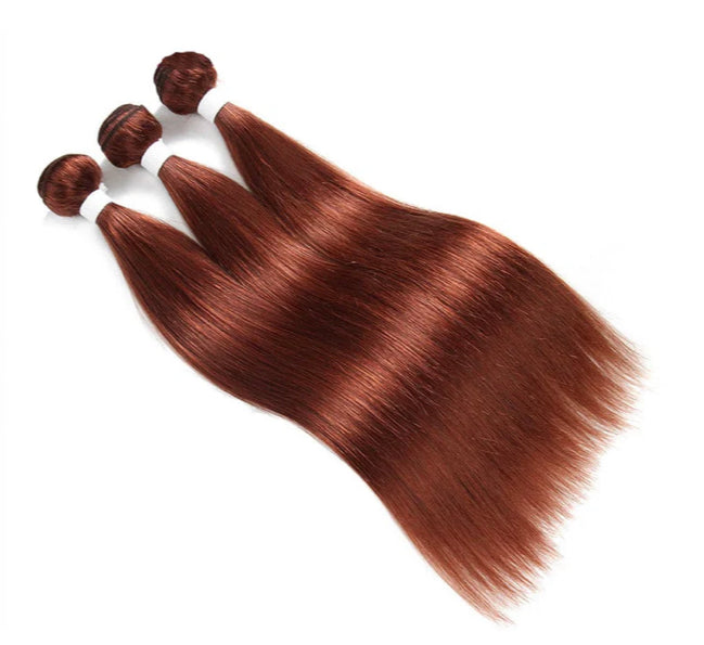 Lushlanes color #33 straight hair 3 Bundles With 13×4 Lace Frontal Pre Colored