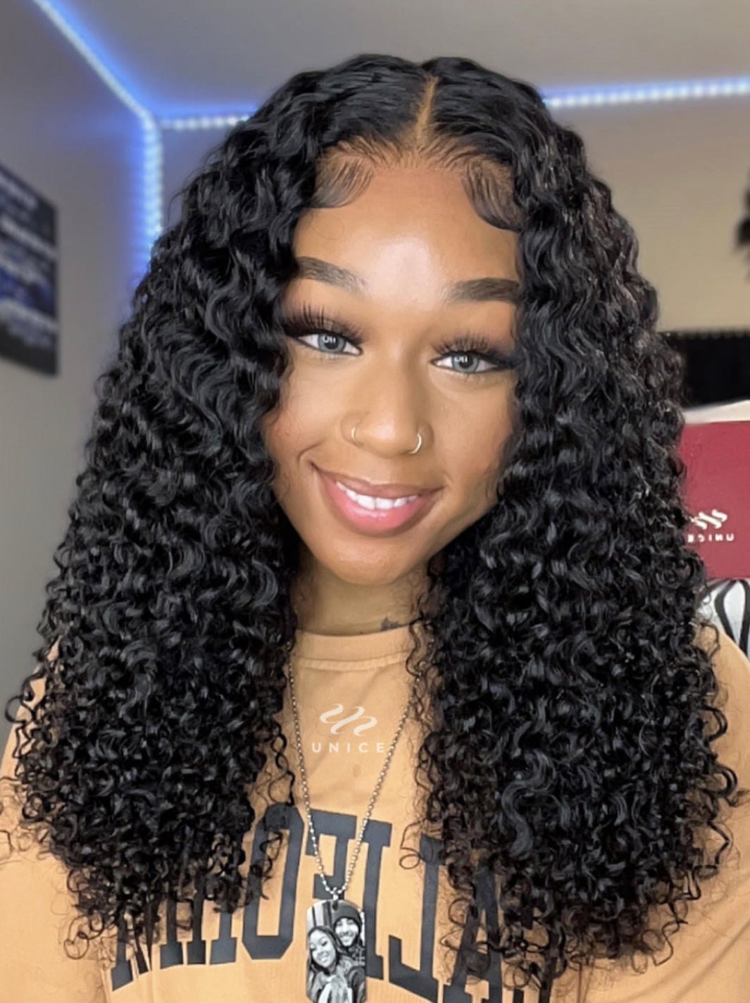 Lushlanes natural black Jerry curly 4x4 free part lace up closure