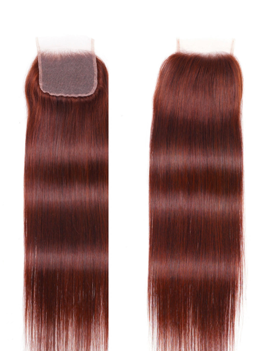 Lushlanes Reddish Brown Remy Hair 4x4 Silky Straight Free Part Closure