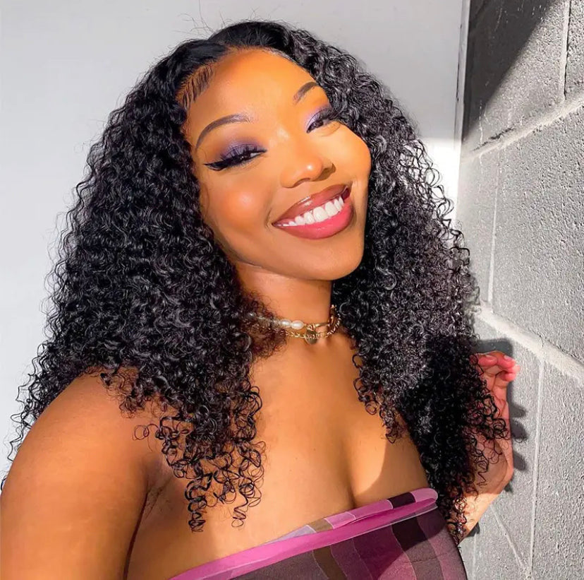 Lushlanes 13X4 Kinky Curly Lace Frontal Wig Human Hair Wig 180% Density