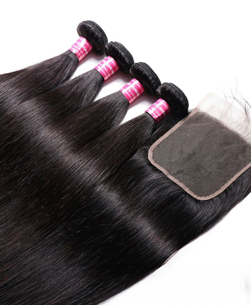 Lushlanes Hair Icenu
Series 4pcs Brazilian
Straight Virgin Hair With closure