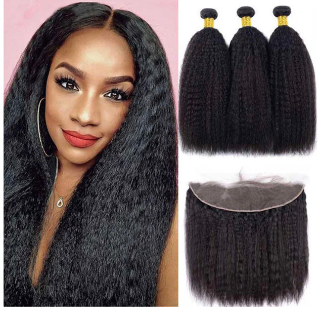 Lushlanes Straight 3 Bundles with 13x4 Lace Frontal Pre Plucked
Transparent human hair extensation