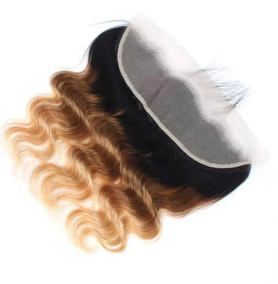 Lushlanes 1B/4/27 Body Wave 3 Bundles With 13X4 Lace Frontal Pre-colored for black women