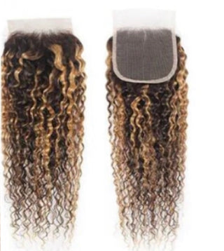 Lushlanes P4/27 Highlight Kinky Curly 3 Bundles
With 4X4 Lace Closure