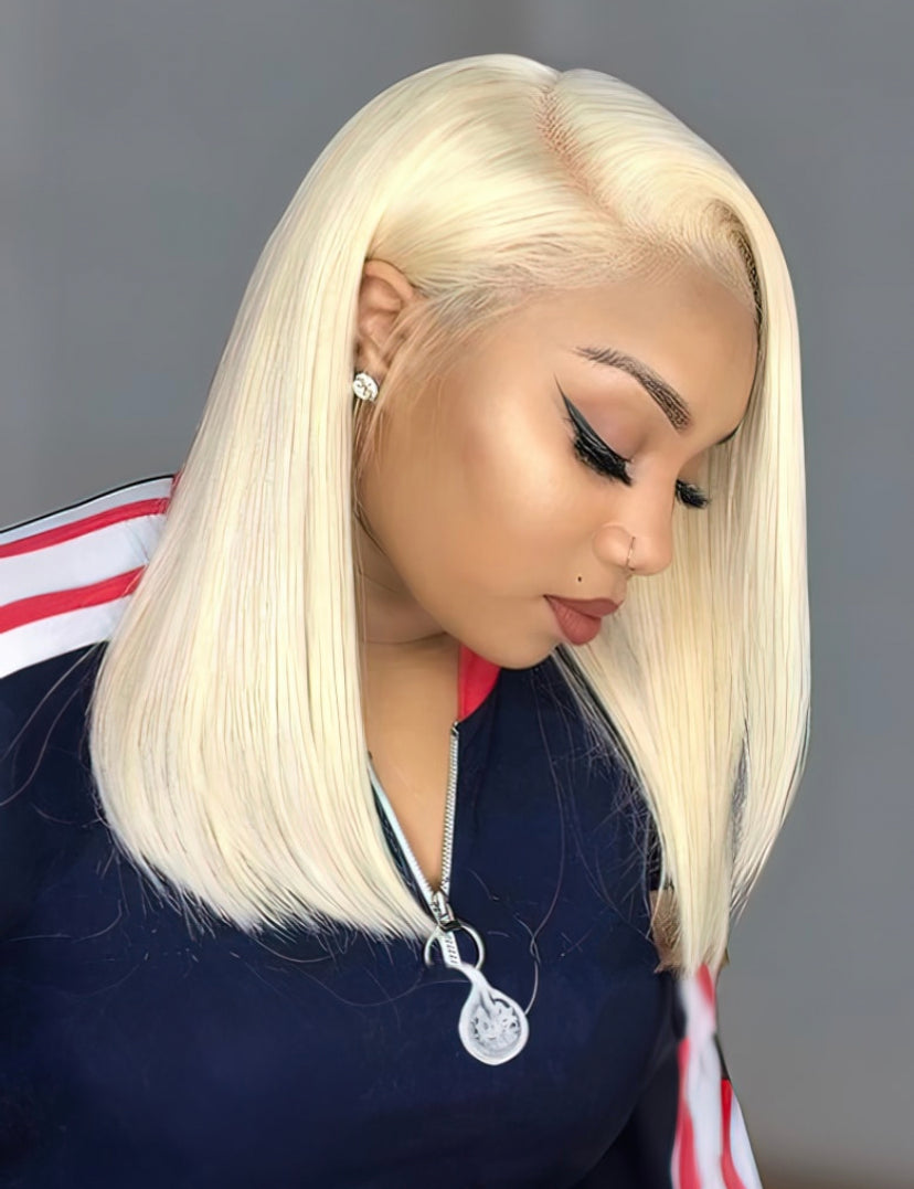 Lushlanes 613 Blonde Short Lavered 13×4 Lace Front Human Hair
Bob Wig
