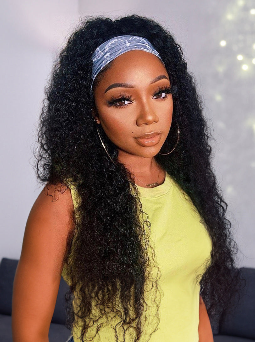 Lushlanes Hair Headband Scarf Hair Wig Curly Virgin Human Hair
Glueless Wigs No plucking wig for women Virgin Hair Non Lace
Front Wig