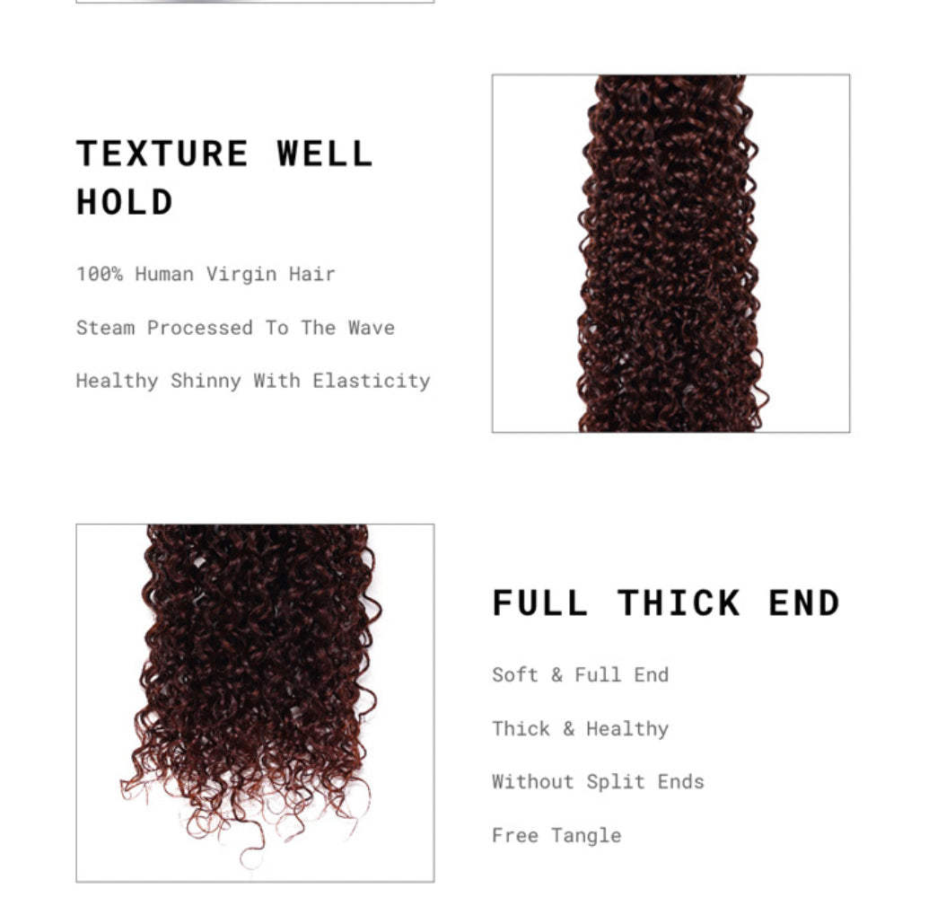 Lushlanes Dark Auburn Jerry Curl Remy Human Hair 3 Bundles with Closure Offer
