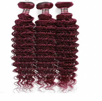 Lushlanes Red Bundles #99; Deep Wave 3 Bundles With 13x4 HD Lace Frontal Human Hair