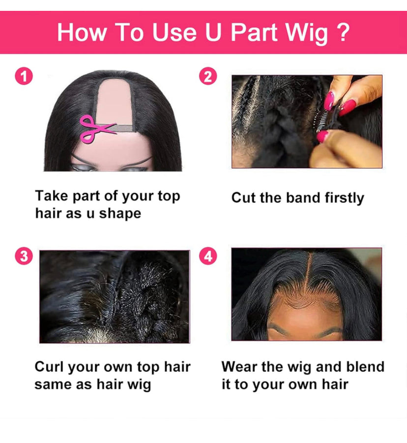 Lushlanes Body Wave U Part Wig Human Hair For Black Women Brazilian 150%