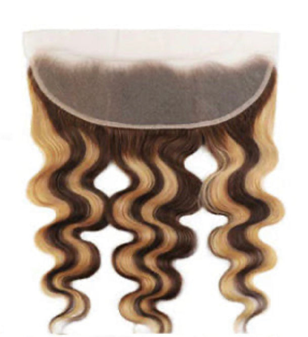Lushlanes Highlight P4/27 Body Wave 4 Bundles With 13×4 Transparent Lace Frontal Pre-Colored