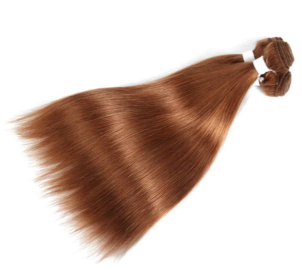 Lushlanes color #30 Straight Hair 3 Bundles With 13x4 Lace Frontal Pre Colored Ear To Ear