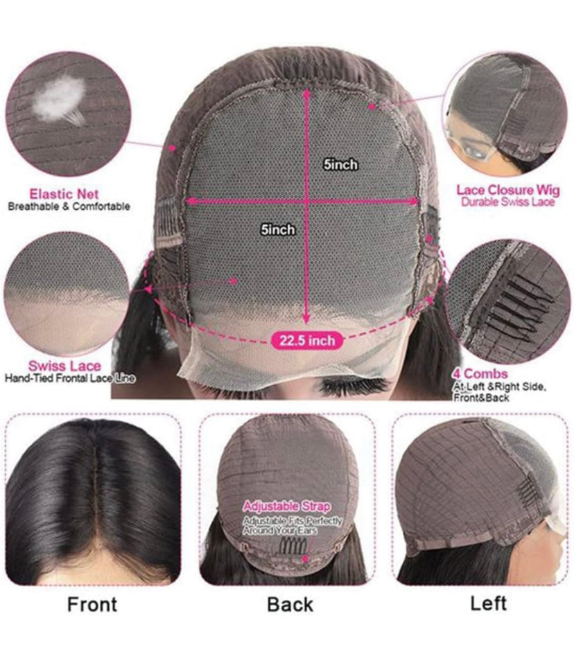 Lushlanes 5×5 HD Lace Closure Wigs Human Hair Wigs Body Wave for Black Women 180%