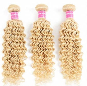 Lushlanes 613 Blonde deep Wave 3 Bundles with 13x4 frontal transparent lace