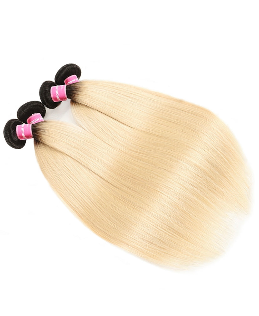 Lushlanes Hair 1B/613 Honey Blonde Straight Virgin Human Hair 4
Bundles Ombre