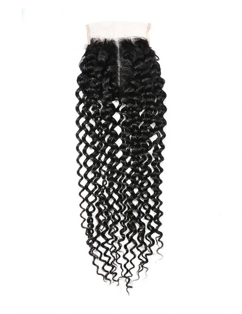 Lushlanes Jerry Curly Hair 4 Bundles with Upgrade T Part Closure Middle Part Virgin Hair for Women