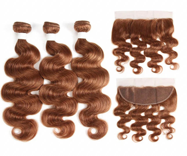 Lushlanes color #30 bod wave 3 Bundles With 13×4 Lace Frontal Pre Colored