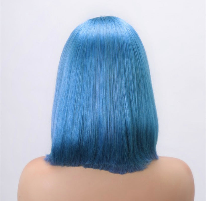 Lushlanes Lace Front Pastel Blue Chic Bob Wig 180% Density