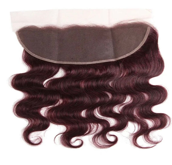 Lushlanes Red Bundles Color 99 body wave 4 Bundles With 13x4 Lace Frontal Pre Colored