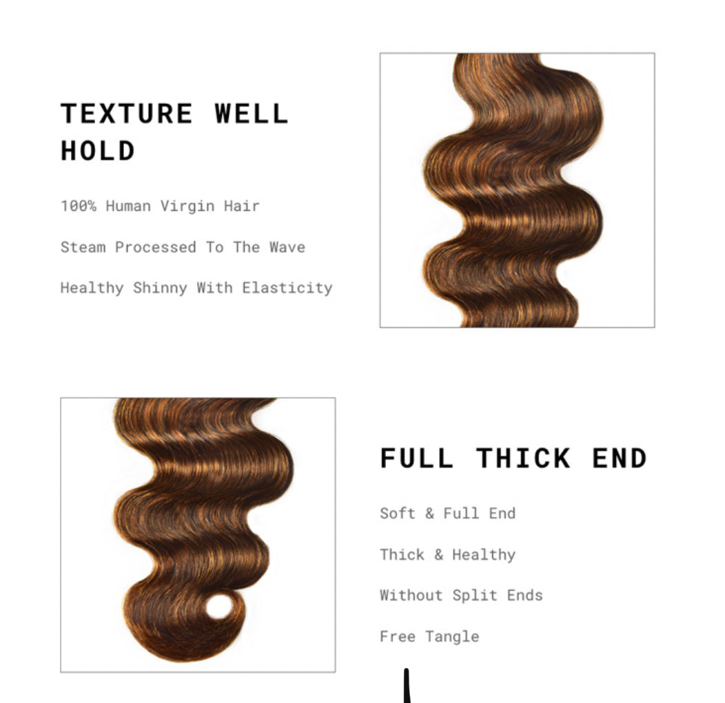 Lushlanes 4x4 Lace Top Closure Body Wave Brown Highlight Color