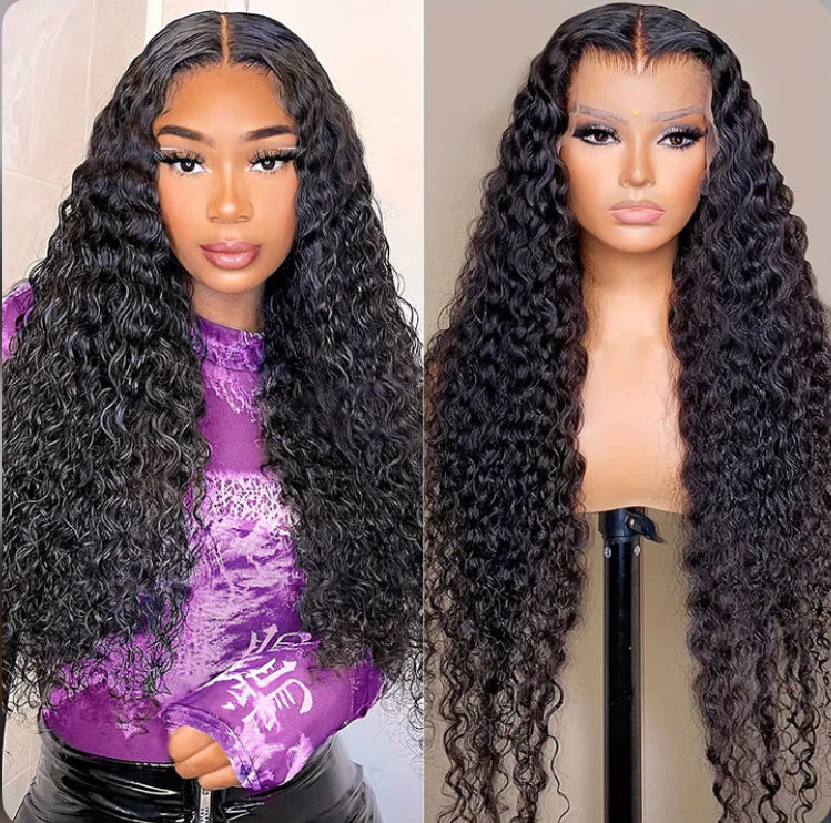 Lushlanes Deep Wave Glueless Human Hair Wigs 13x4 HD Lace Frontal Wig Pre Plucked 150% Density