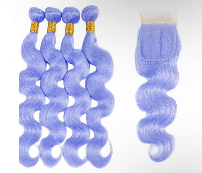 Lushlanes Light Violet Blue Blonde Body Wave 4
Bundles with 4x4 Closure Human Virgin Hair