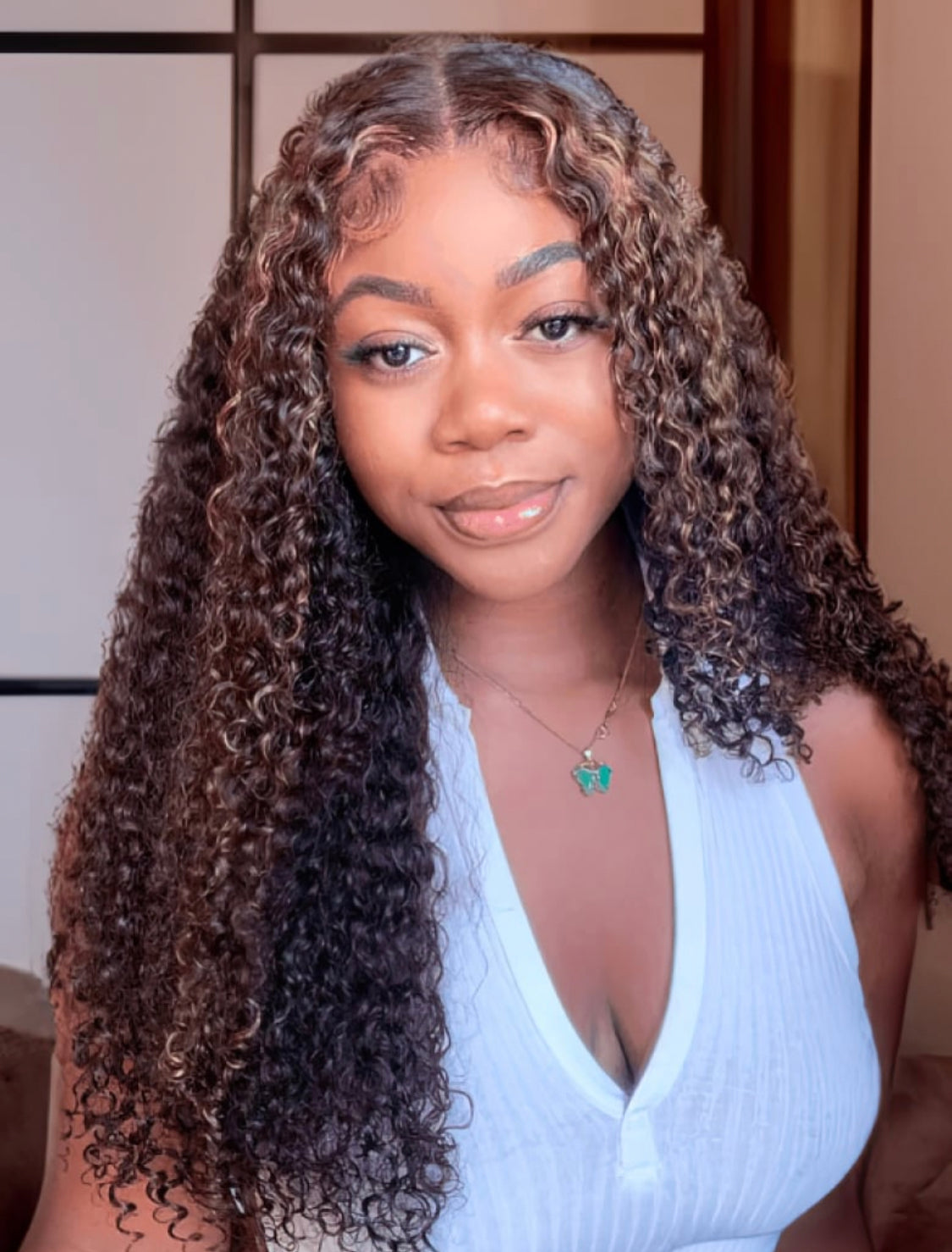 Lushlanes – U part Jerry curly glueless wig, new ombre part with blonde highlights 150%