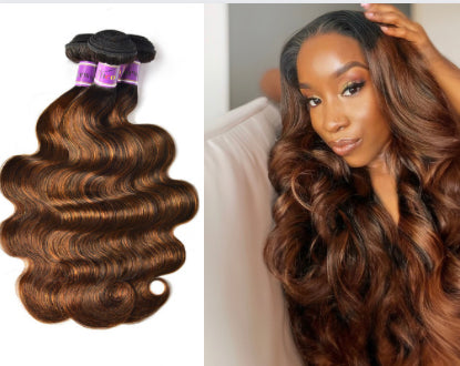 Lushlanes #FB30 Brown Balayage Highlight 3Pcs Body Wave Human
Hair Bundles