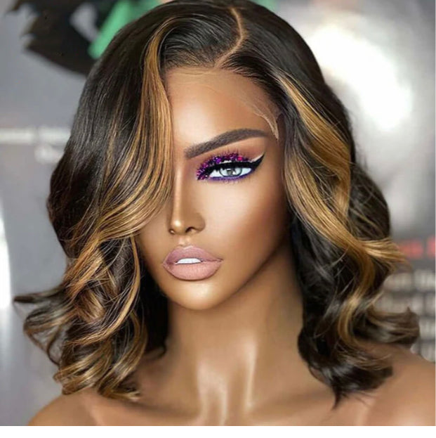 Lushlanes Blonde Highlight Body bob Wave 13×4 Frontal HD Lace Wig