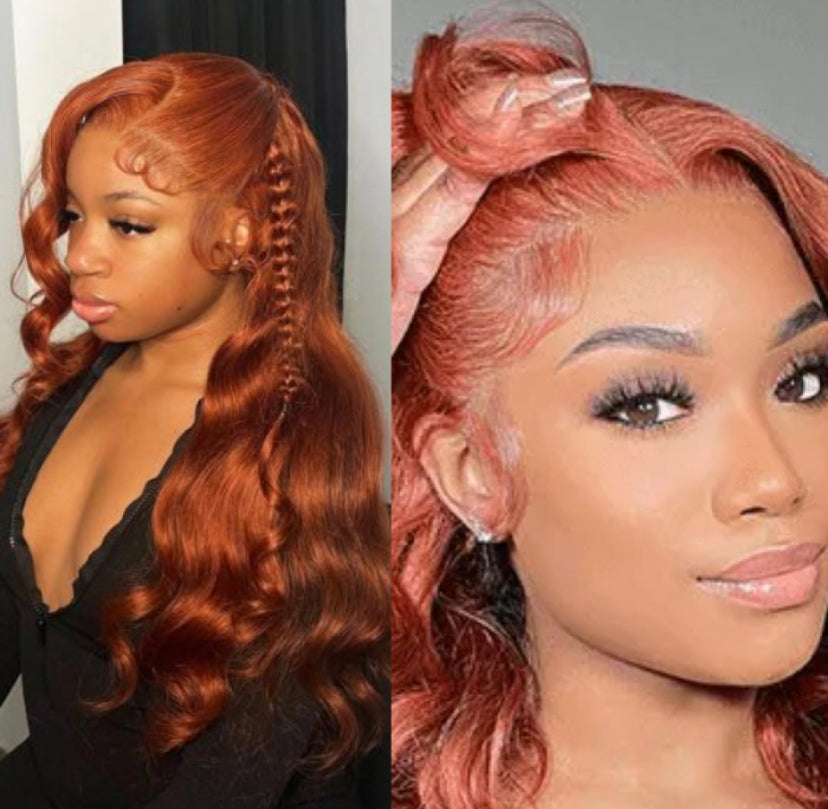 Lushlanes Copper Brown 13×4 Lace Front Body Wave Wig Ginger
Brown 150% Density Pre plucked Hairline