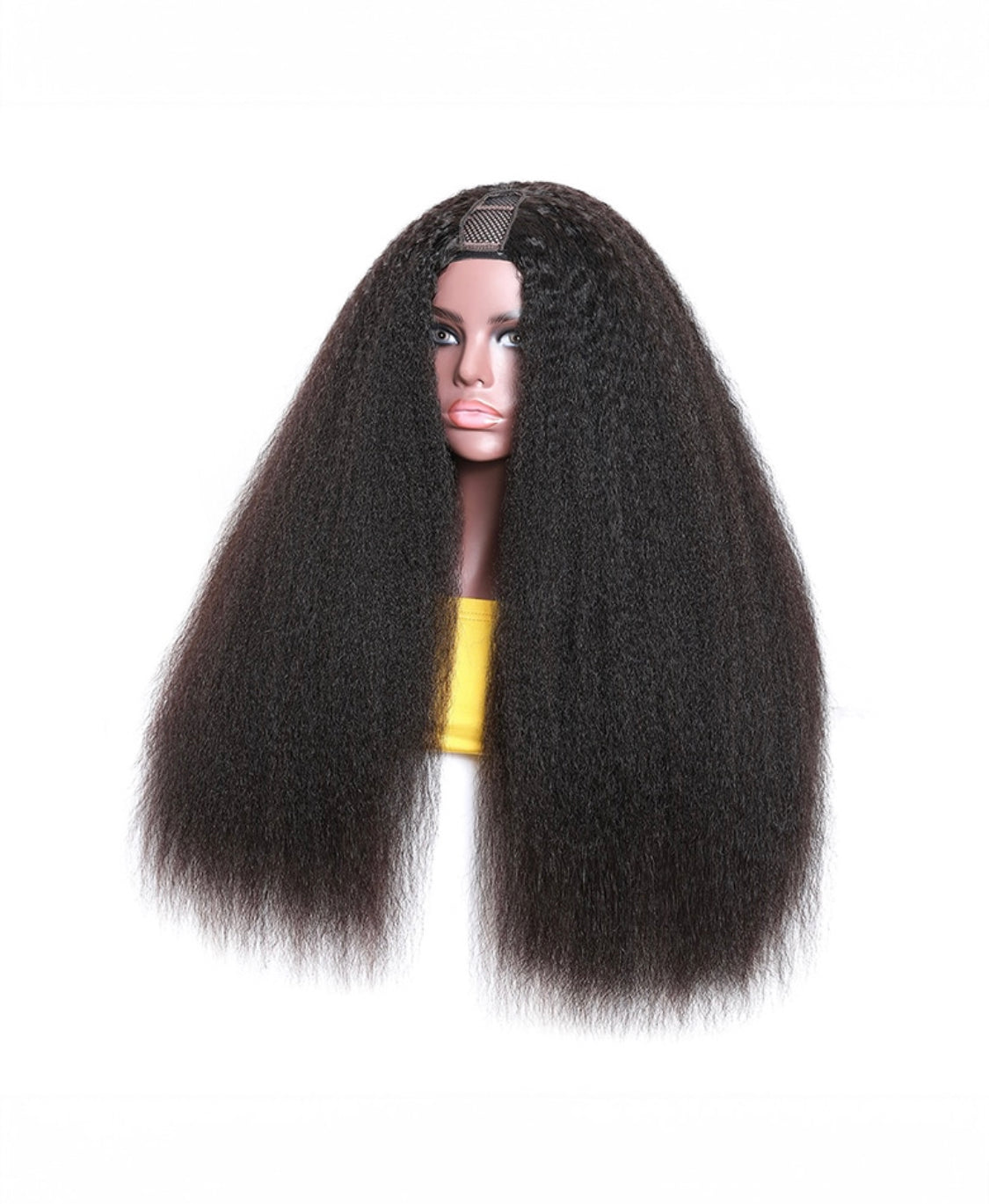 Lushlanes Brazilian Kinky Straight Wig with Glueless U Part, Natural Black, Suitable for Beginners 150%