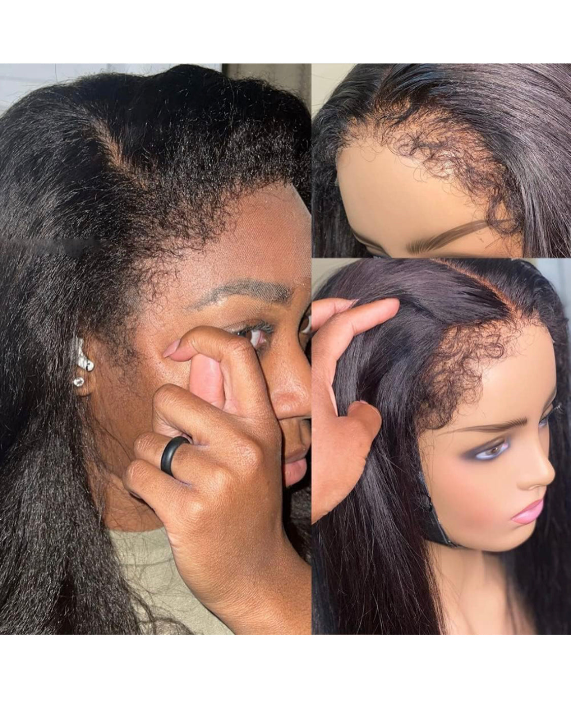 Lushlanes Afro Curly Brazilian Virgin Human Hair Wigs with Kinky Edges 4C 13x6 Glueless Baby Hair Curly Wig for Black Women