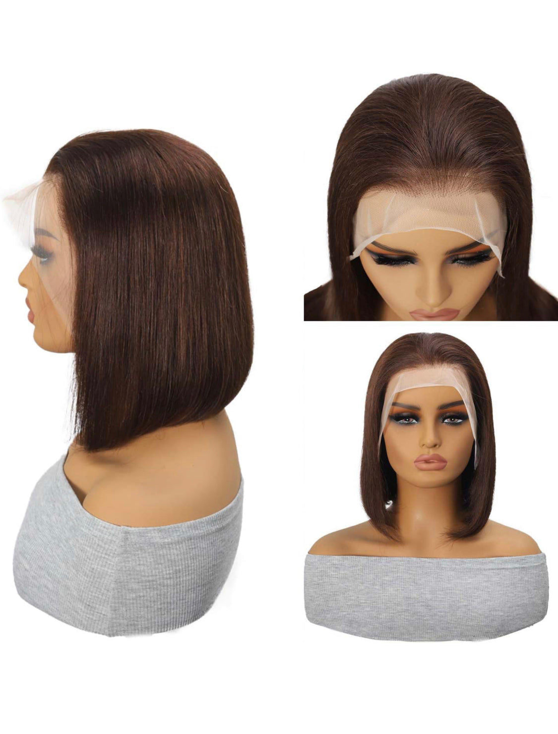 Lushlanes Cheveux humains brésiliens vierges avec frontal en dentelle HD non transformés #4, naissance de cheveux naturelle, pré-épilés avec cheveux de bébé, couleur marron, 150 % pour femme, 13 x 4 cm