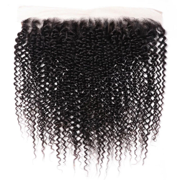 Lushlanes Malaysian Kinky Curly 3 Bundles with 13*4 Lace Frontal Virgin human Hair