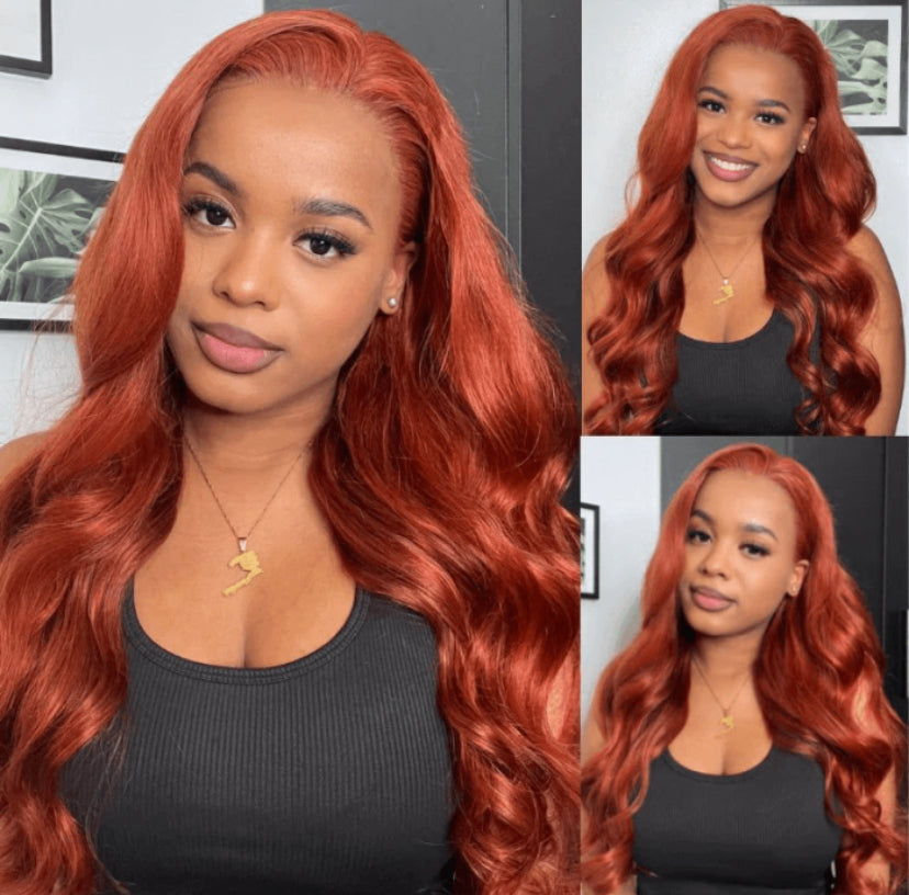 Lushlanes Copper Brown 13×4 Lace Front Body Wave Wig Ginger
Brown 150% Density Pre plucked Hairline