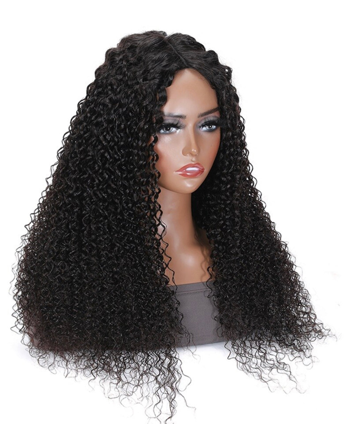 Lushlanes Magic Dry Straight & Wet Curly Wig 2 styles V part curly human hair wig black 150%