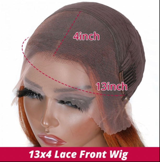 Lushlanes Mix Color Straight 13×4 Lace Front Human Hair Wig for Women 150% Density