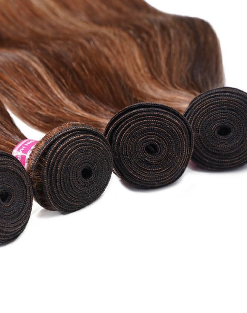 Lushlanes Honey Blonde Piano Highlighted Straight 4Pcs Bundles With Closure