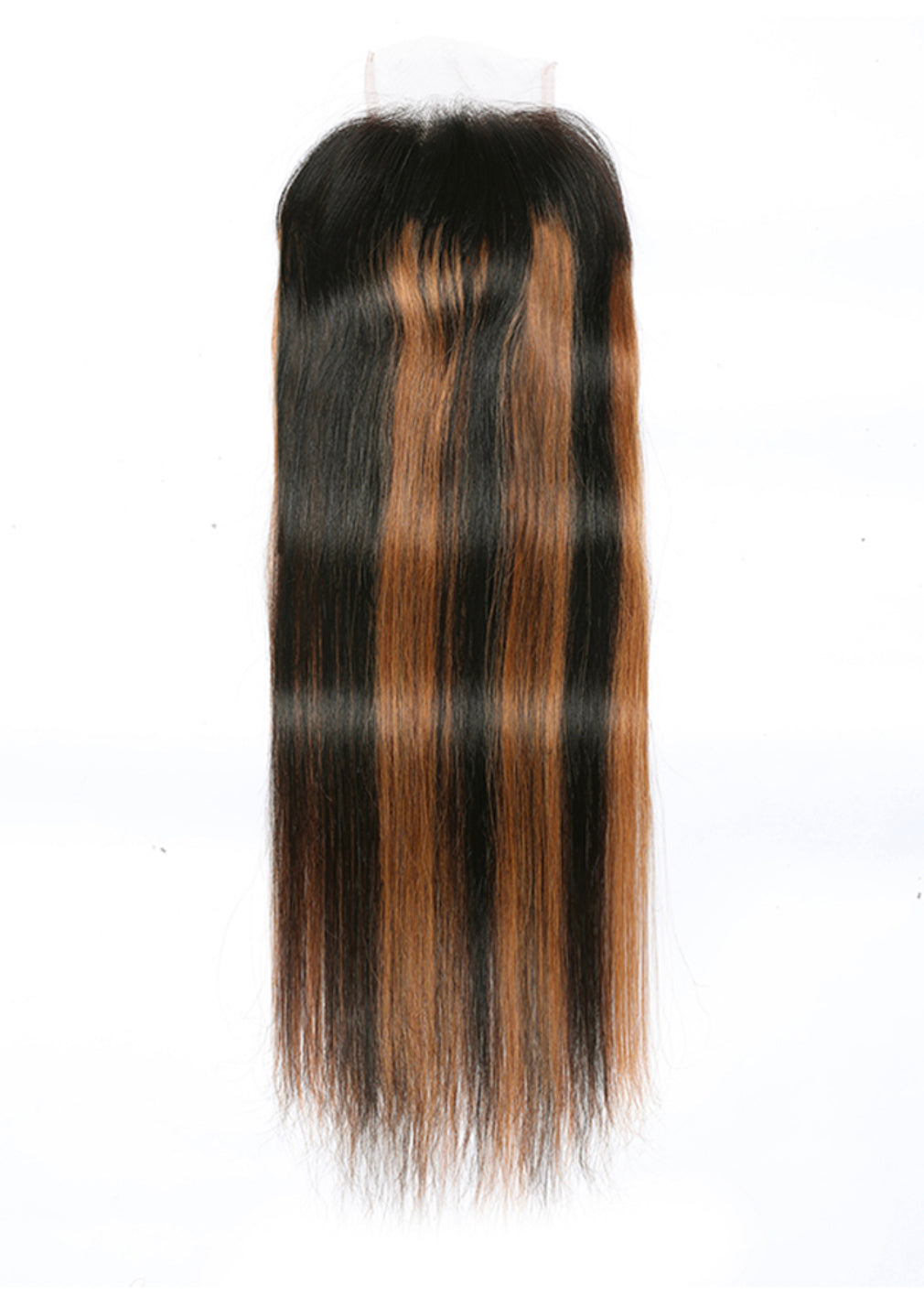 Lushlanes Brown highlights human hair 4x4 free part silky straight top lace closure piano color