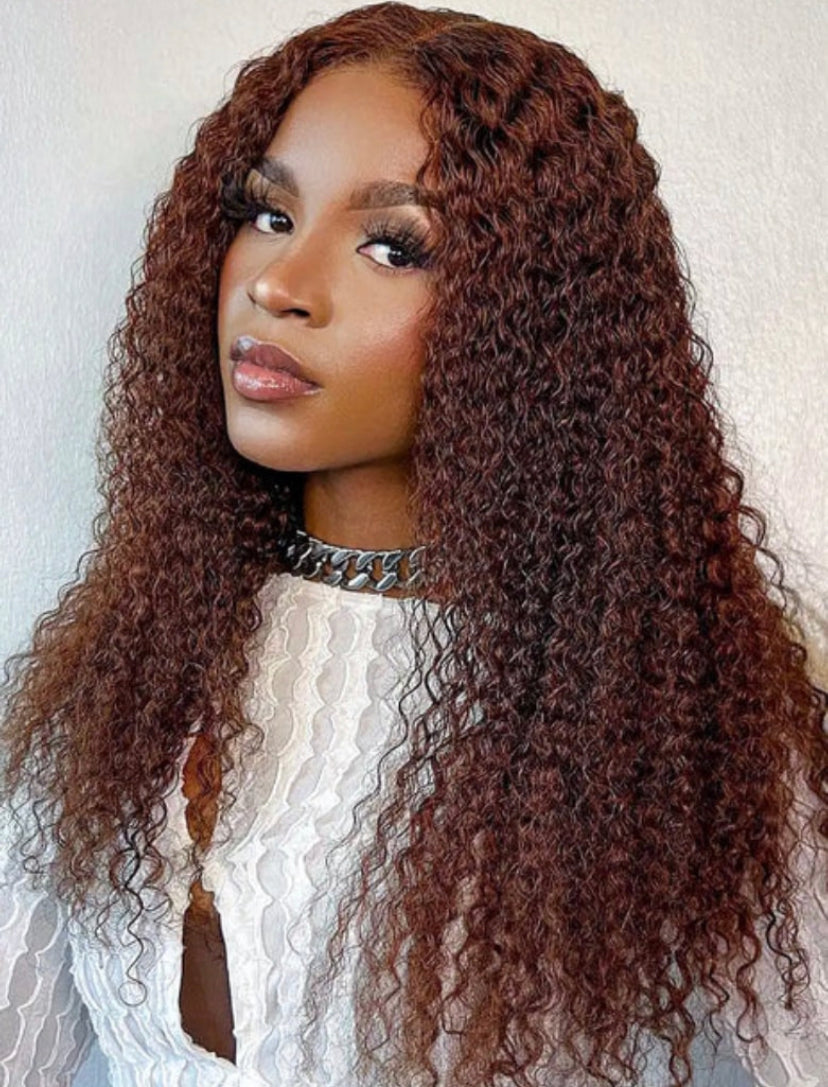 Lushlanes hair Closure RedBrown Curly 150%