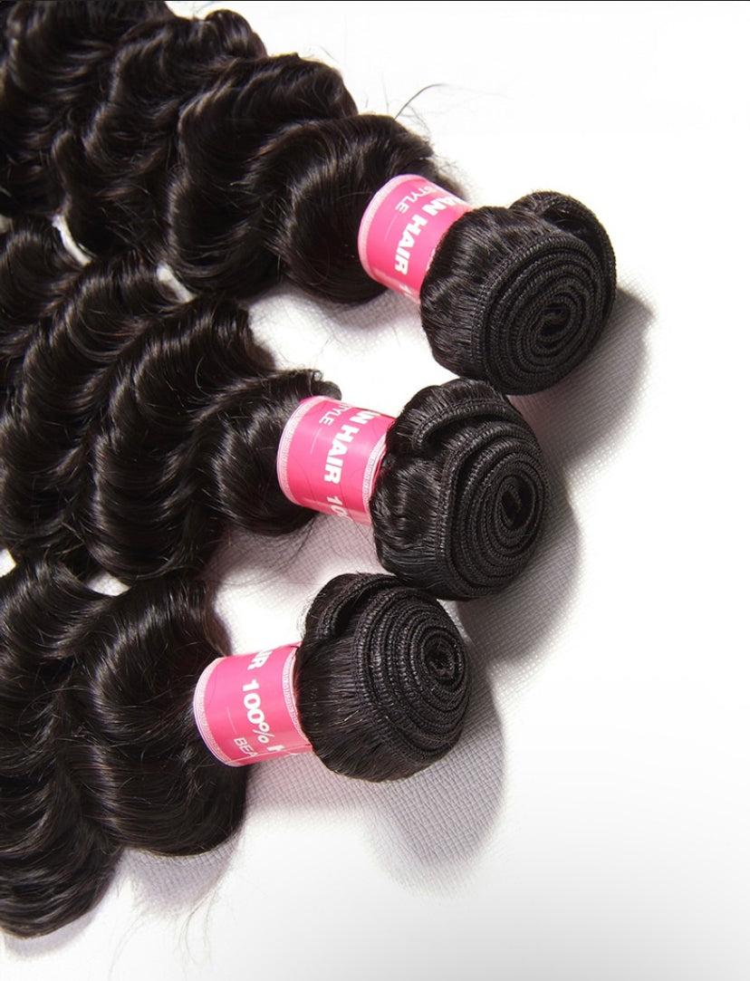 Lushlanes Hair 3 Bundles Human Virgin Hair Deep Wave Hair
