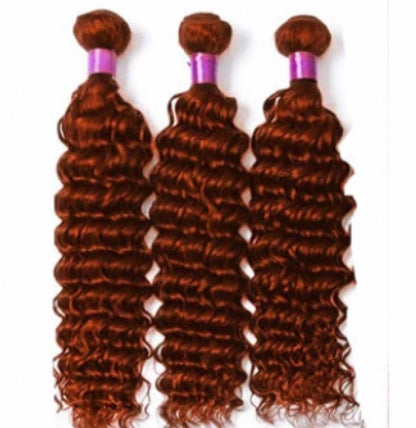 Lushlanes #350 Ginger Orange Deep Wave 3 Bundles With 13×4 HD Lace Frontal Human Hair
