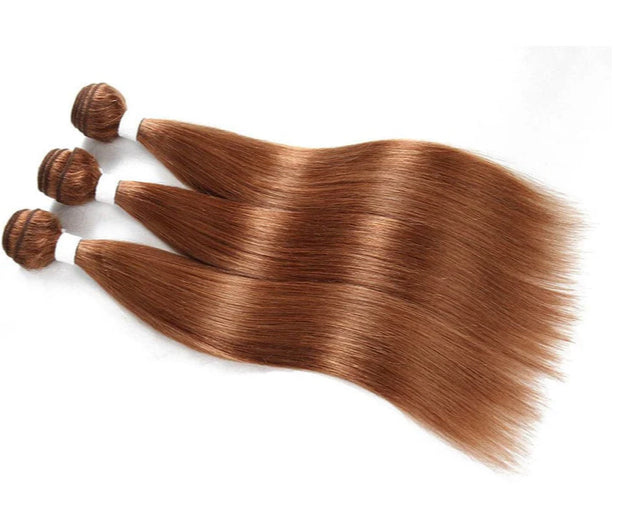 Lushlanes color #30 Straight Hair 3 Bundles With 13x4 Lace Frontal Pre Colored Ear To Ear