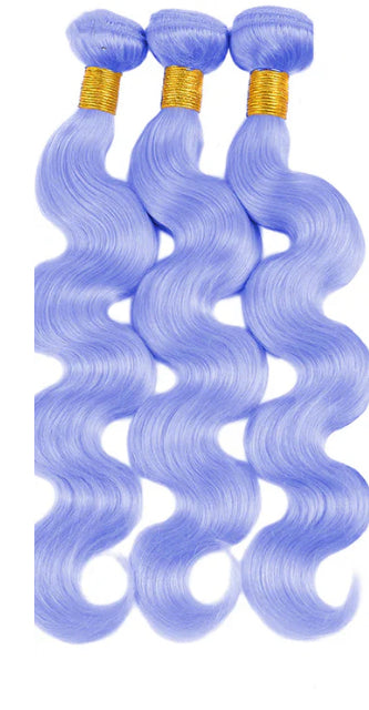Lushlanes Light Violet Blue Color Body 3 Bundles With 13X4 Lace Frontal Human Hair